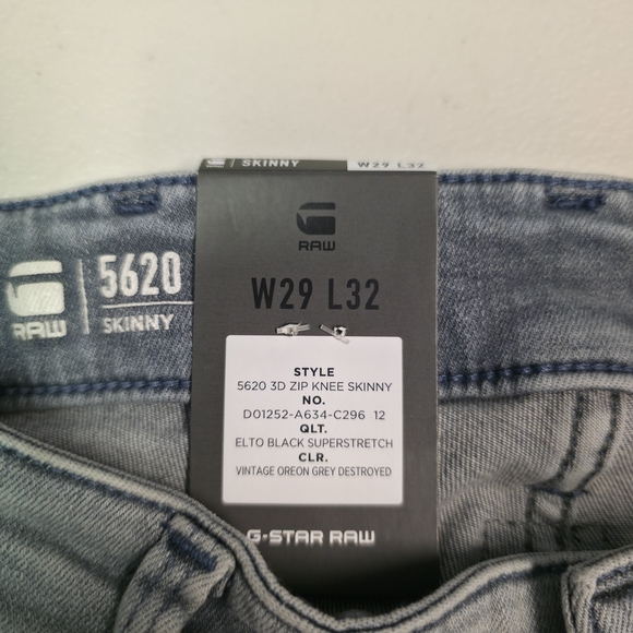 G-Star Raw 5620 3D Zip Knee Skinny Jeans Vintage Oreon Grey Destroyed Sz 29/32 - Picture 5 of 8